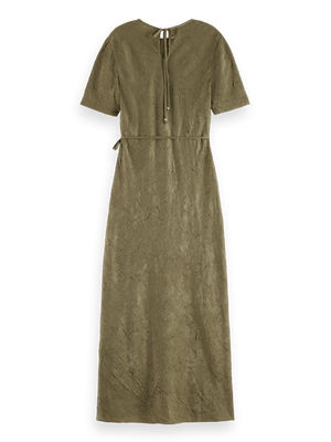Midi Crushed Satin Wrap Dress