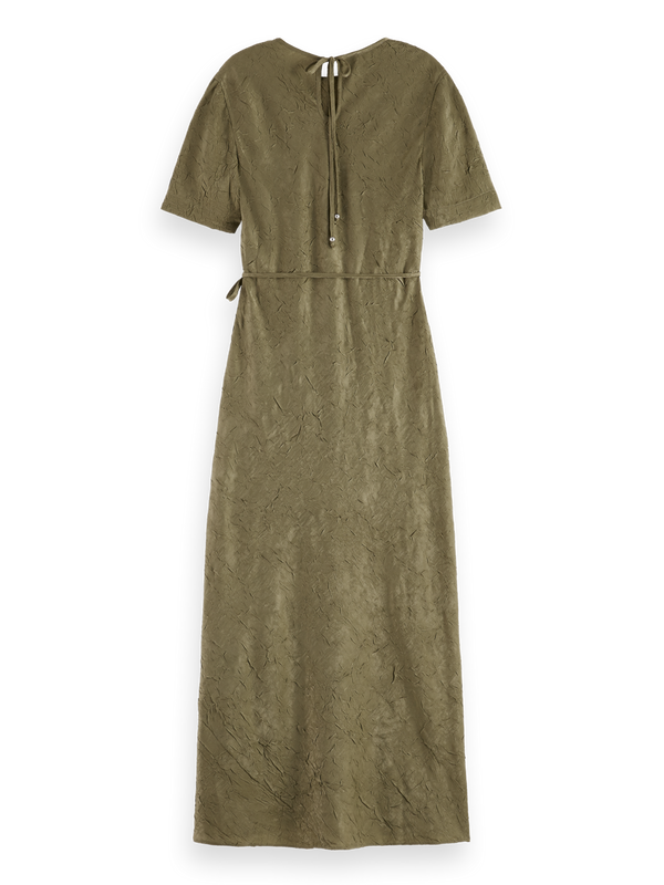 Midi Crushed Satin Wrap Dress