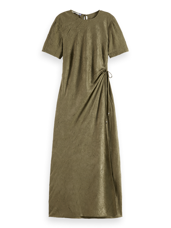 Midi Crushed Satin Wrap Dress
