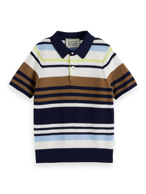 Boys' Structured Striped Knit Polo