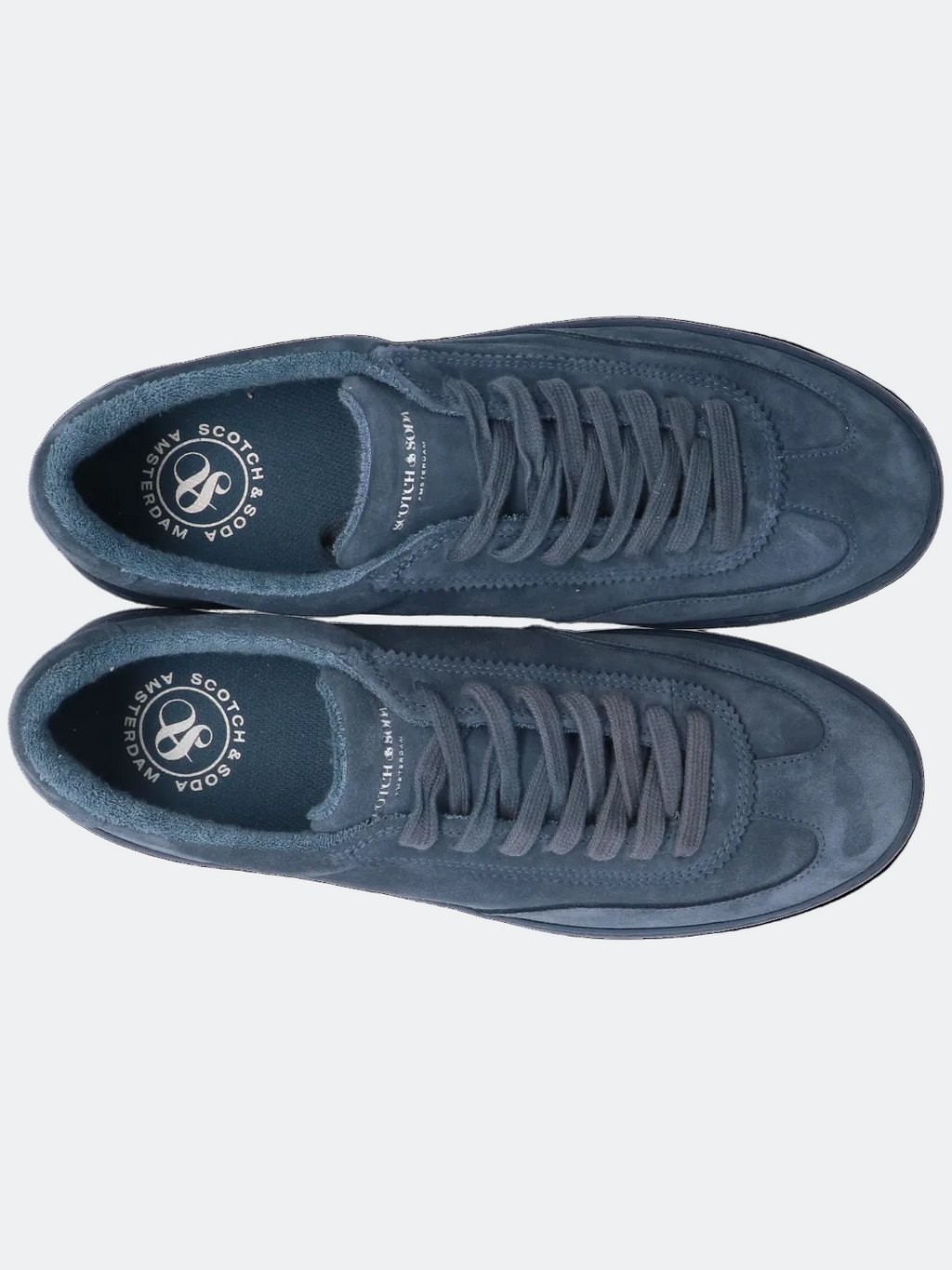 Pair of blue sneakers on a white background