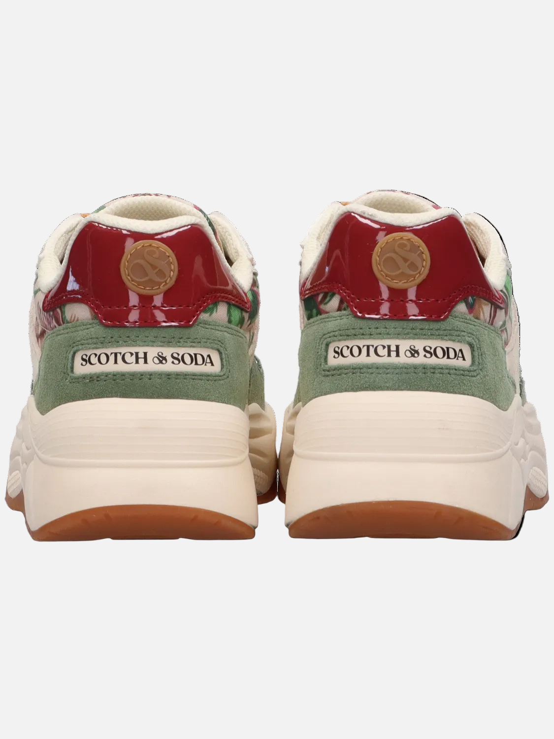Pair of Scotch & Soda sneakers showing the back with brand logo on a white background