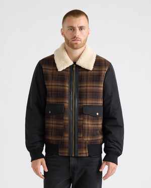 Zayne Mixed Media Jacket With Sherpa Collar