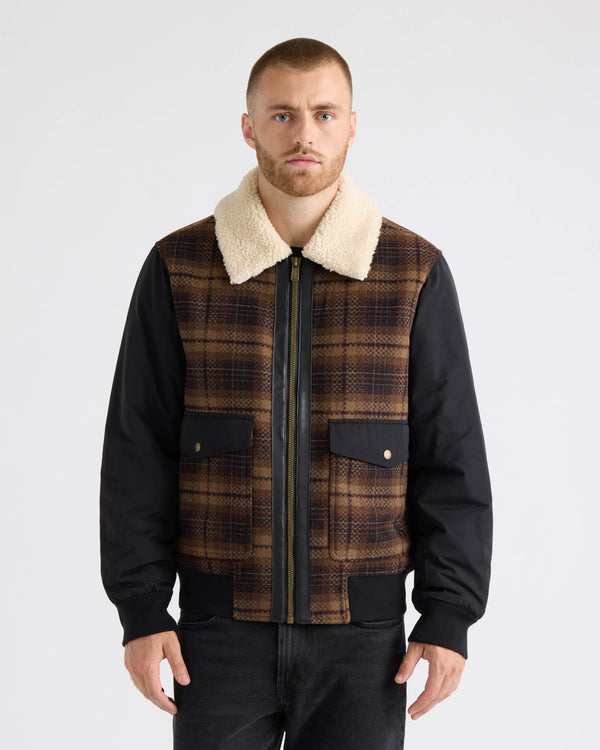 Zayne Mixed Media Jacket With Sherpa Collar
