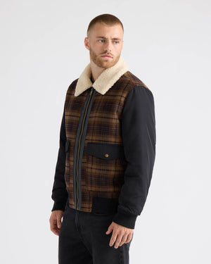 Zayne Mixed Media Jacket With Sherpa Collar