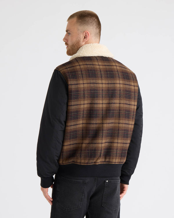 Zayne Mixed Media Jacket With Sherpa Collar