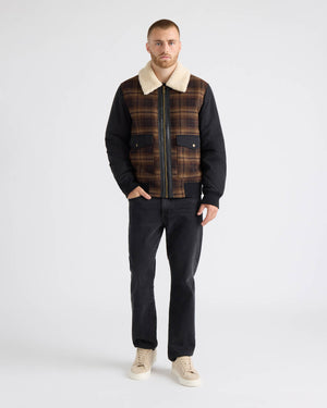 Zayne Mixed Media Jacket With Sherpa Collar