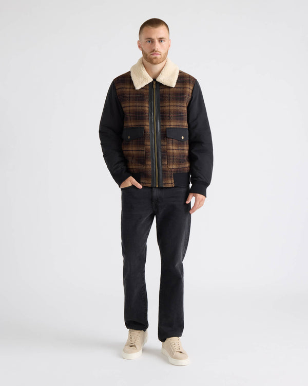 Zayne Mixed Media Jacket With Sherpa Collar