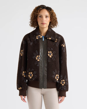 Bova Mixed Media Berber Bomber Jacket