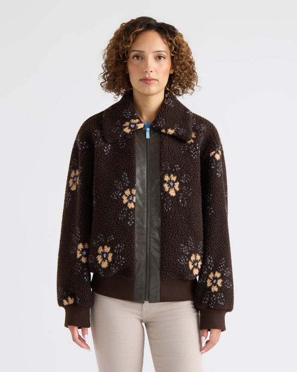 Bova Mixed Media Berber Bomber Jacket