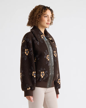 Bova Mixed Media Berber Bomber Jacket