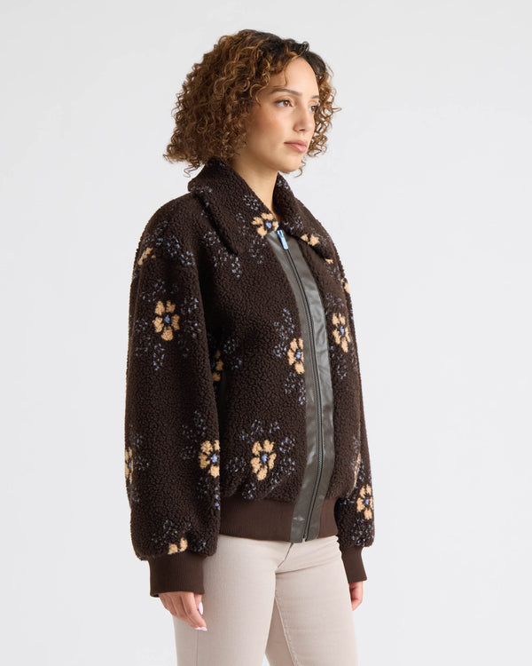 Bova Mixed Media Berber Bomber Jacket