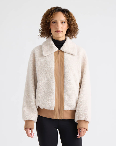 Bova Mixed Media Berber Bomber Jacket