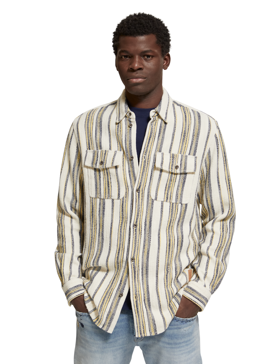 Basket Weave Gradient Stripe Shirt