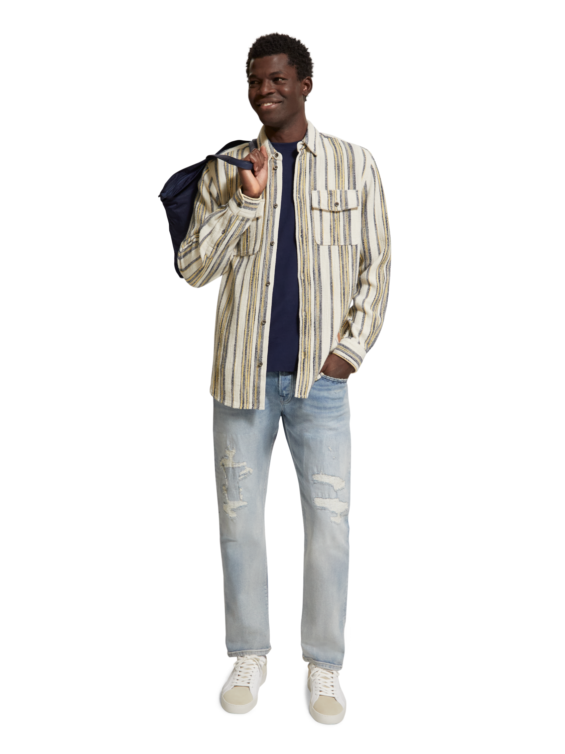 Basket Weave Gradient Stripe Shirt