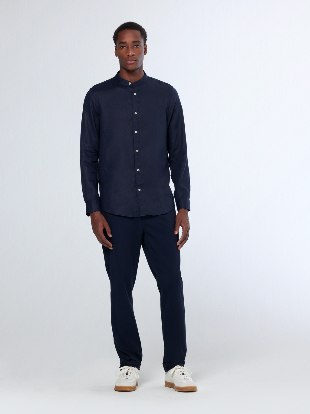 Scotch and Soda Linen Mao Shirt Navy Size XXL
