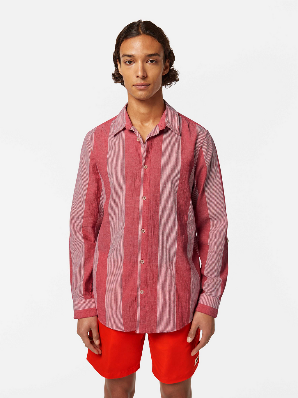 Crinkled-Stripe Regular Fit Shirt