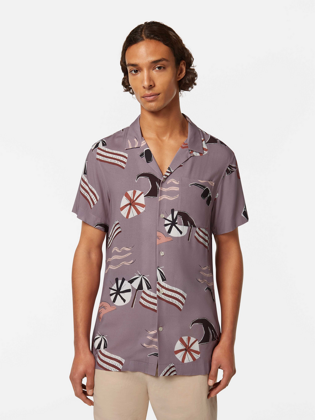 Regular-Fit Viscose Short Sleeve Shirt