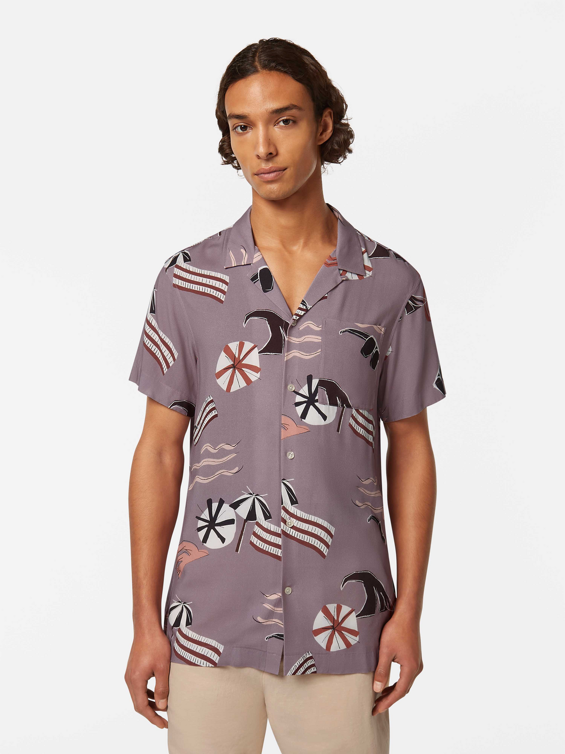 Regular-Fit Viscose Short Sleeve Shirt