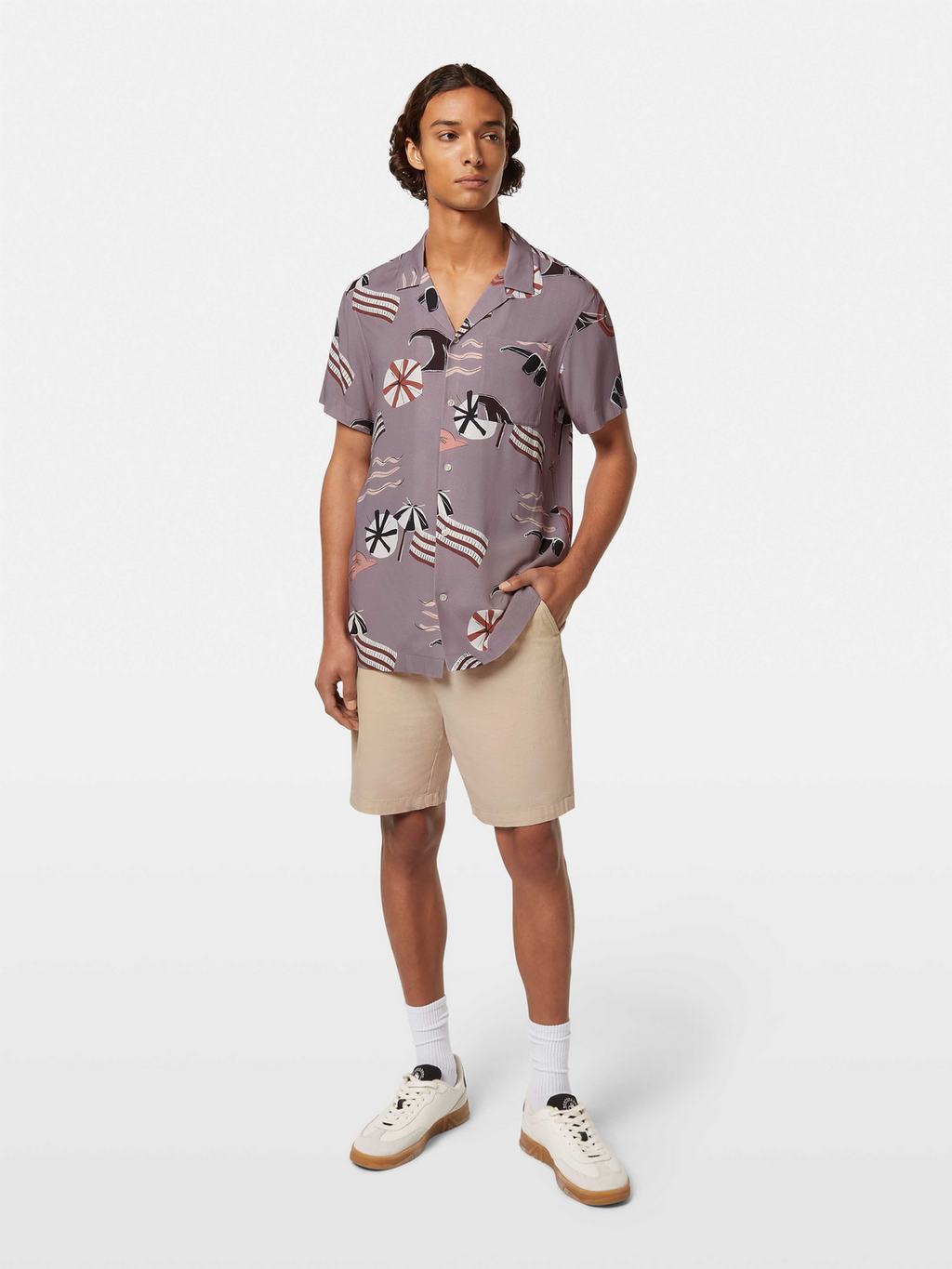 Regular-Fit Viscose Short Sleeve Shirt