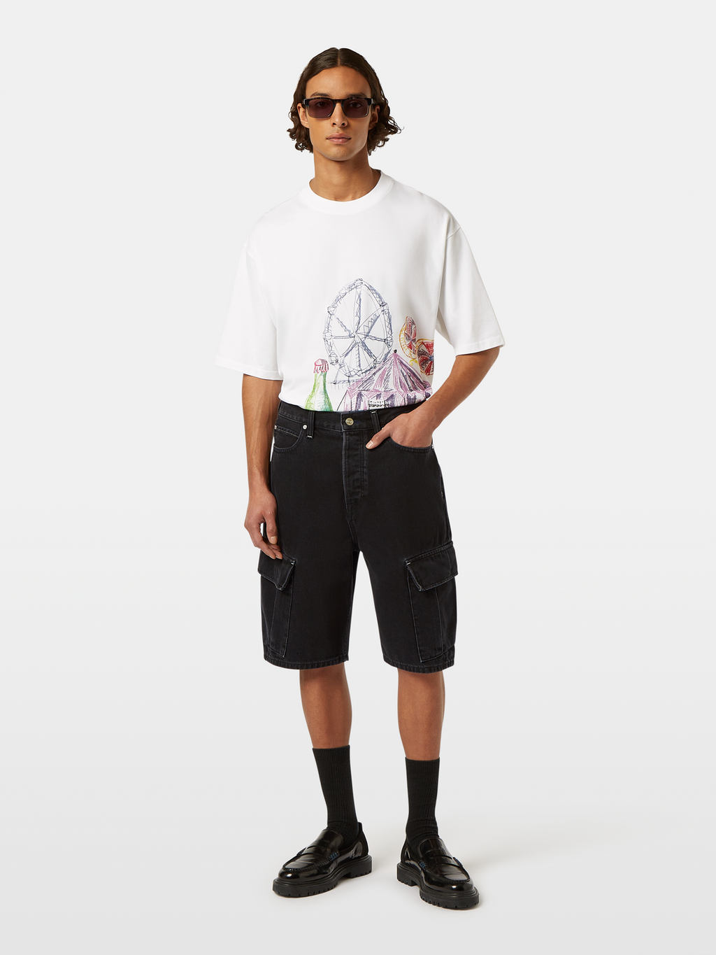 The Strand Loose Denim Cargo Short | Black Buzz
