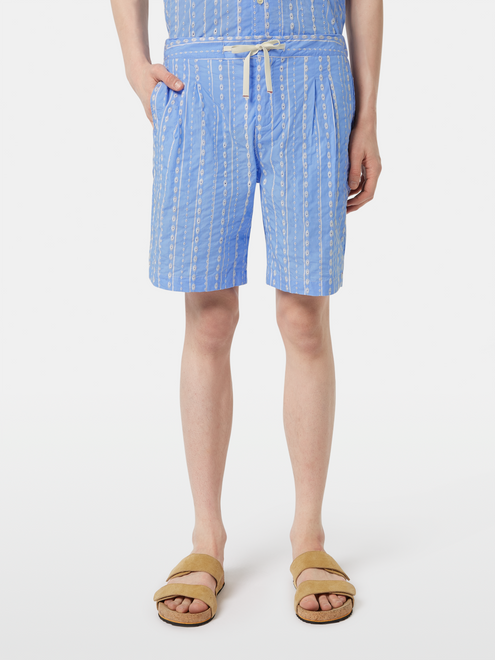 Twilt Embroidered-Stripe Seersucker Bermuda Short