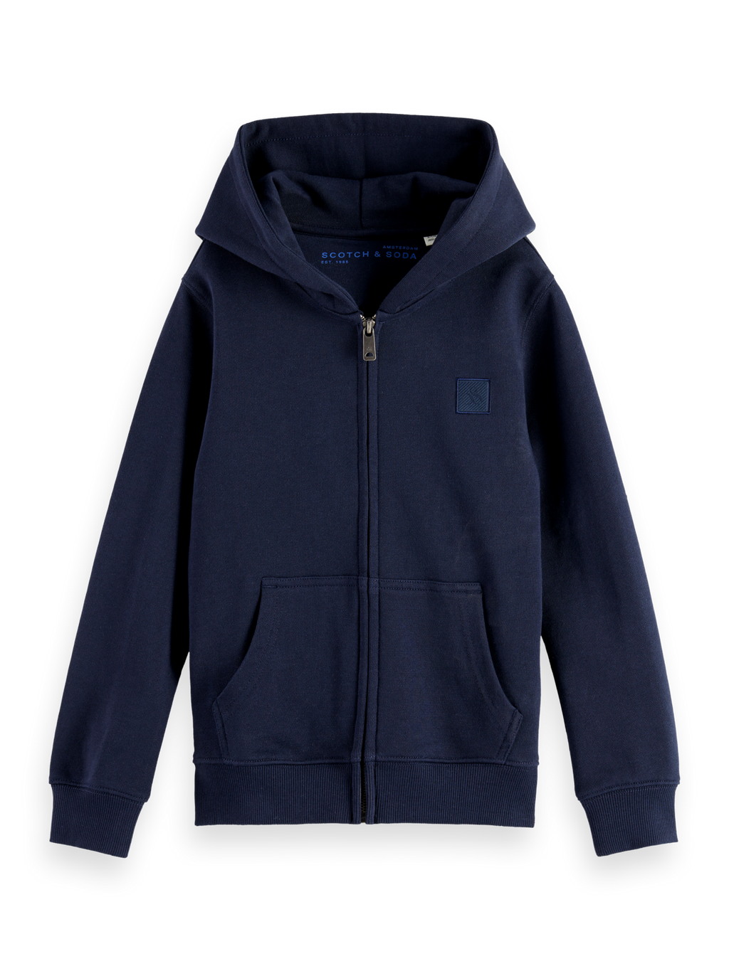Boys' Essentials Regular-Fit Logo Badge Zip Through Hoodie