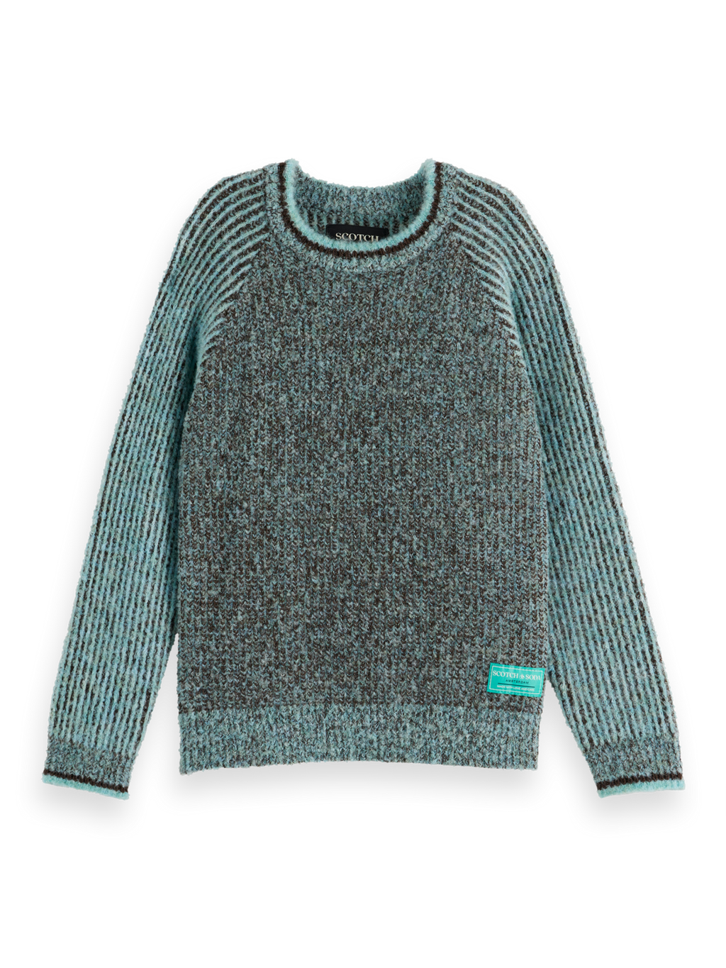 Pull à manches raglan contrastantes coupe droite