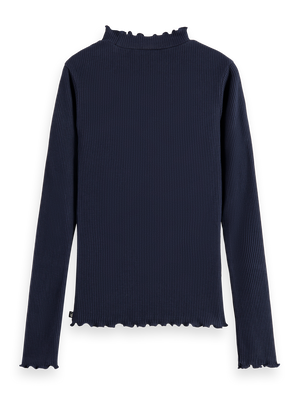 Core Mock Neck Geripptes Slim-Fit Langarmshirt