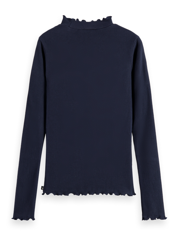 Core Mock Neck Geripptes Slim-Fit Langarmshirt