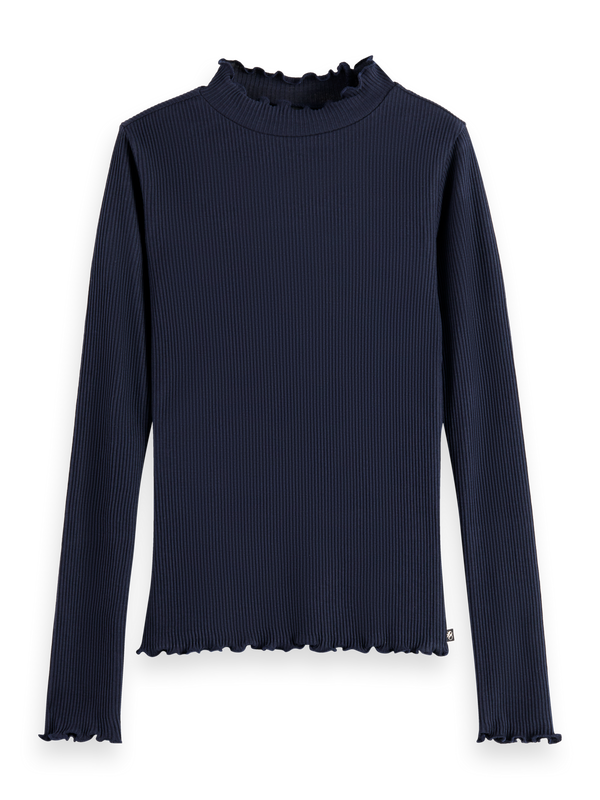 Core Mock Neck Geripptes Slim-Fit Langarmshirt