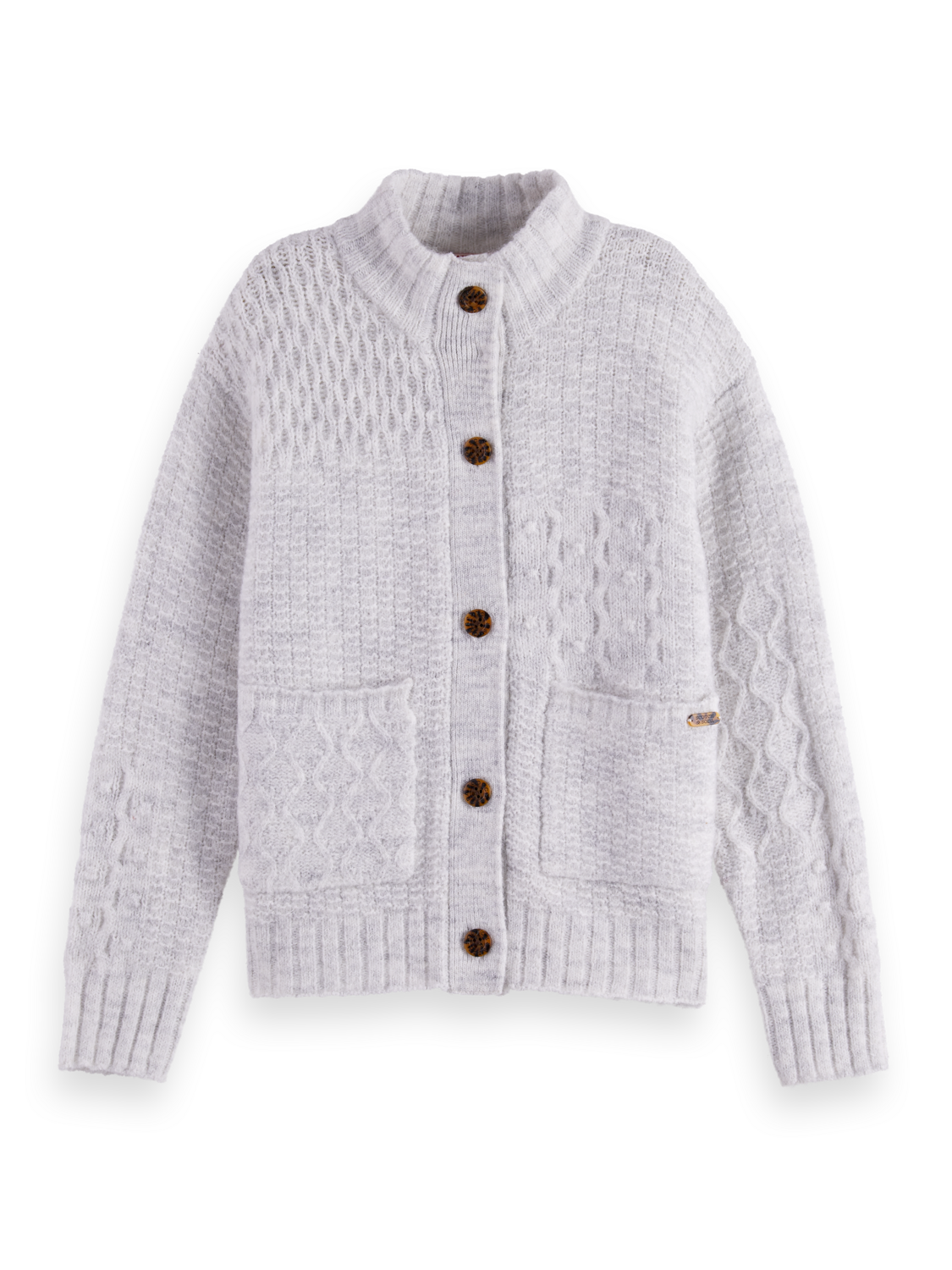 Patchwork Melange Alpaca-Blend Cardigan