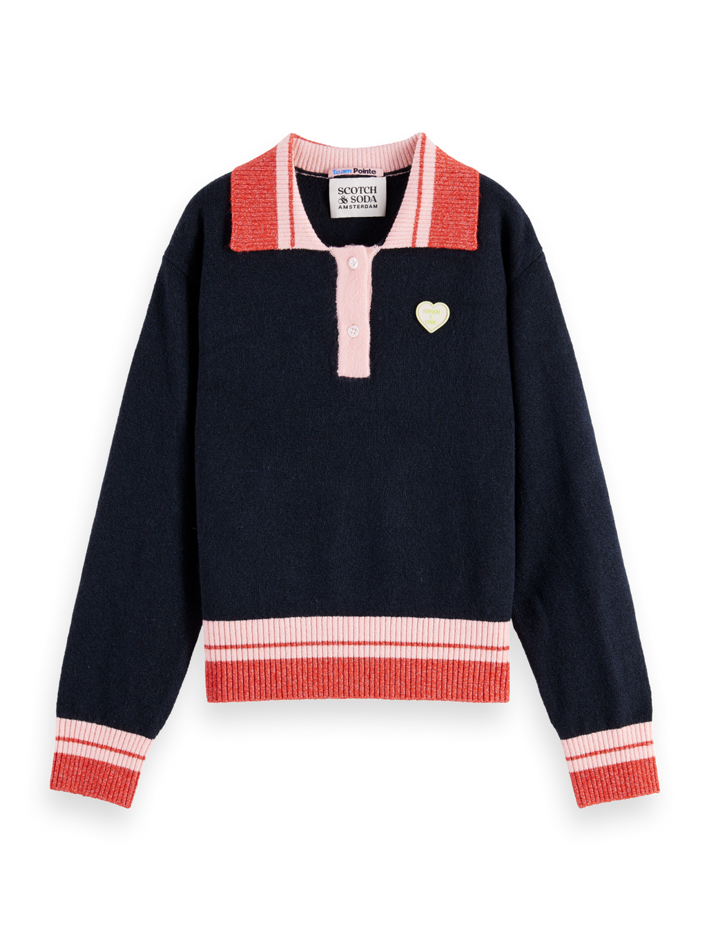 Girls' Sporty Pullover With Collar And Chest Logo