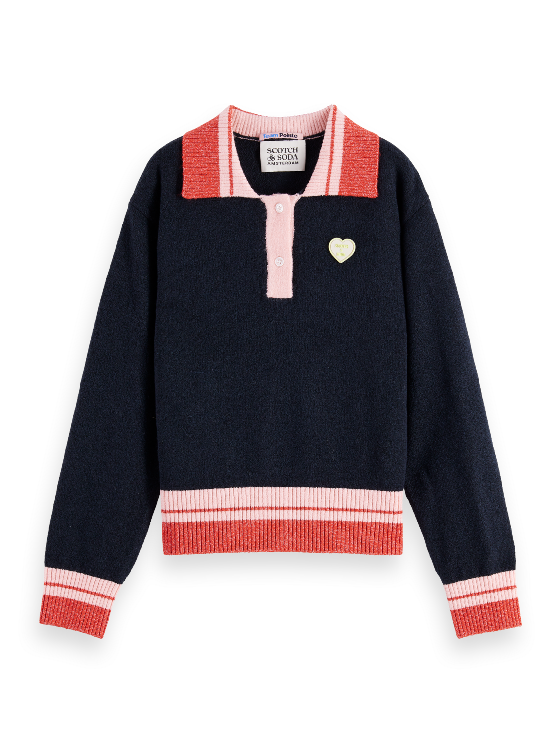 Girls' Sporty Pullover With Collar And Chest Logo