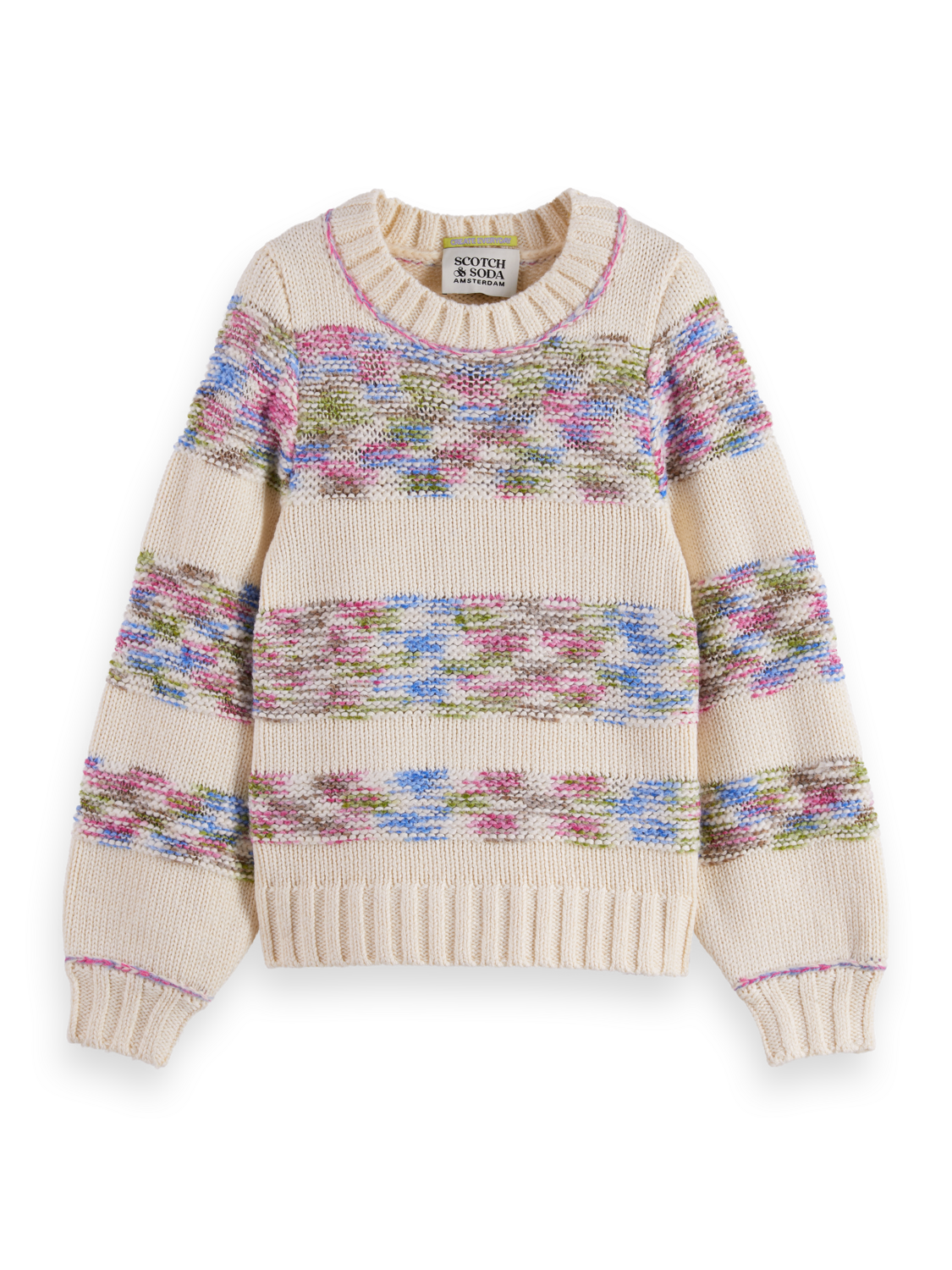Multi-Color Rainbow Yarn Striped Pullover