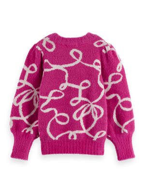Girls' Turtleneck intarsia glitter pullover