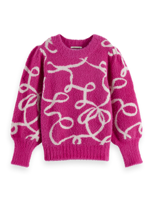 Girls' Turtleneck intarsia glitter pullover