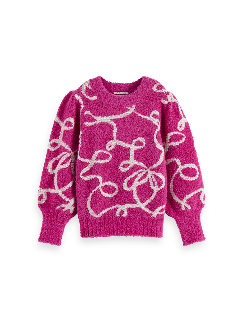 Pull col roulé en intarsia pailleté