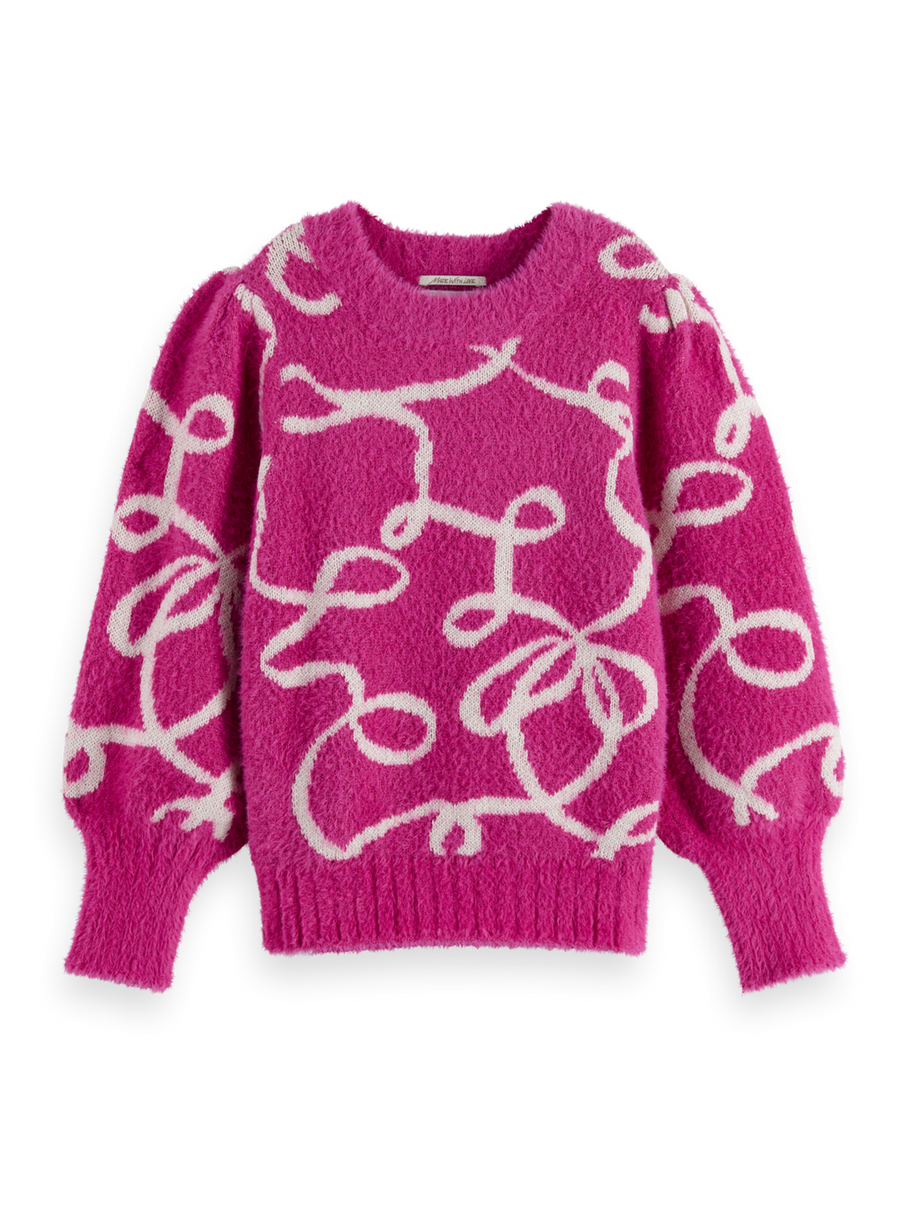 Pull col roulé en intarsia pailleté