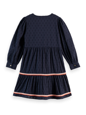 Girls' Clip Jacquard Embroidered Dress