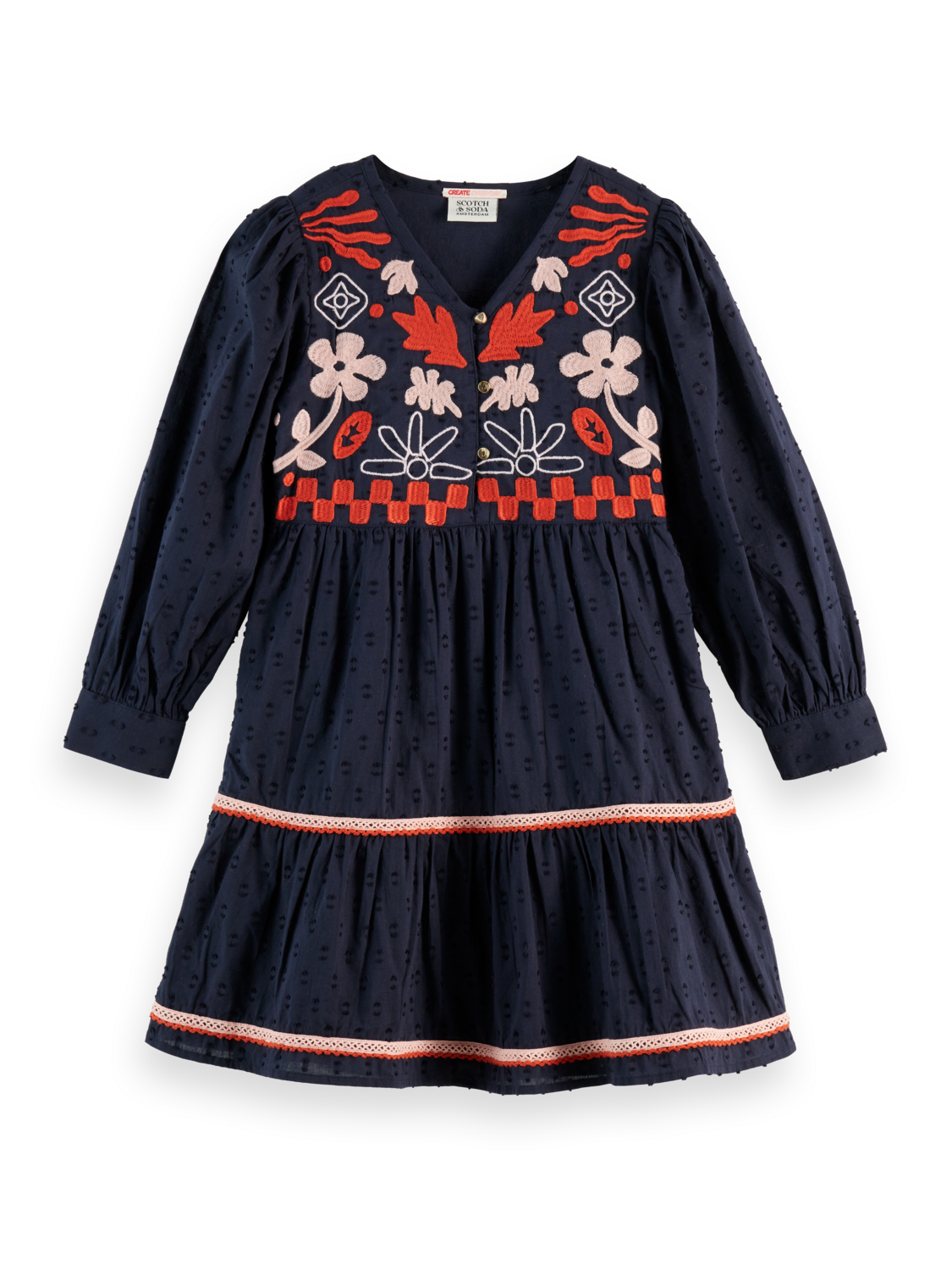 Clip Jacquard Embroidered Dress