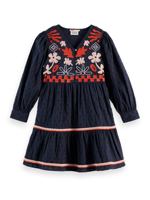Girls' Clip Jacquard Embroidered Dress