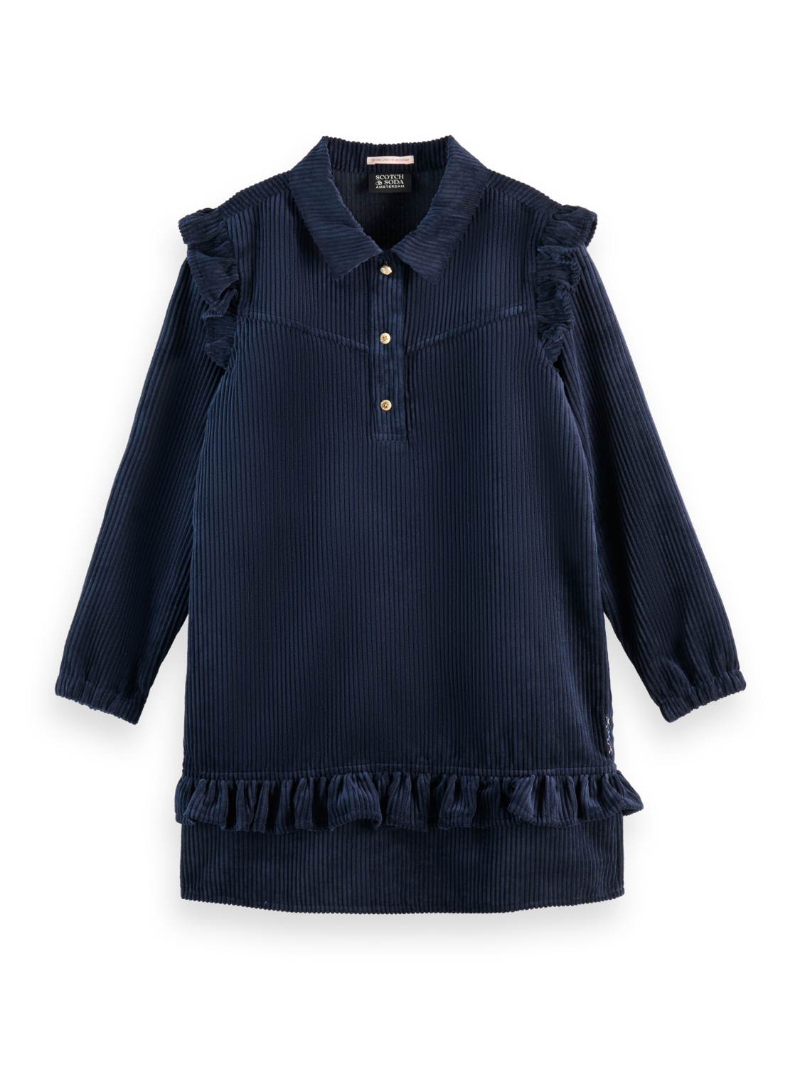 Corduroy Dress With Ruffle Details