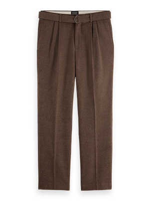 Yarn-Dyed Wool Blend Relaxed Straight Pleated Chino
