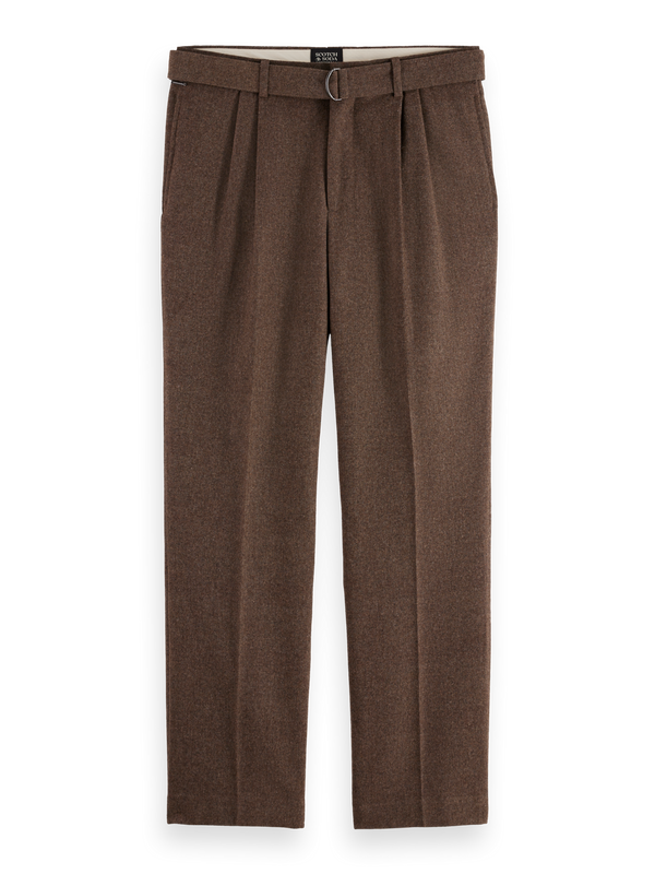 Yarn-Dyed Wool Blend Relaxed Straight Pleated Chino