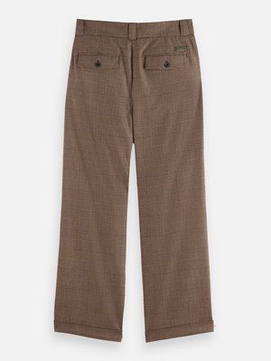 Checkered Wool-Blend Pleated Baggy Fit Chino