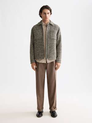 Checkered Wool-Blend Pleated Baggy Fit Chino