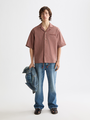 Micro Geo Print Short-Sleeved Shirt