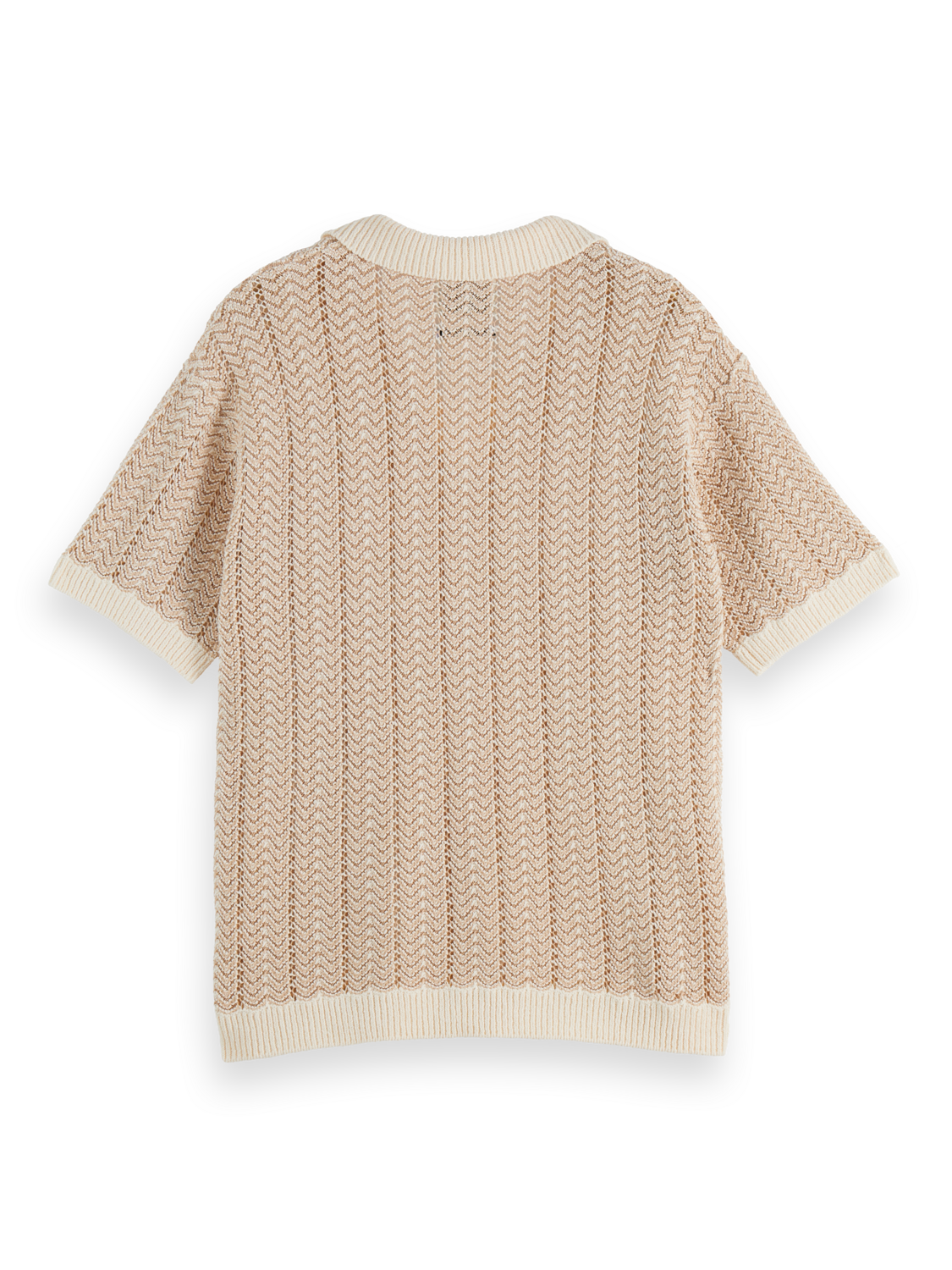 Open Structured Knitted V-Neck Polo