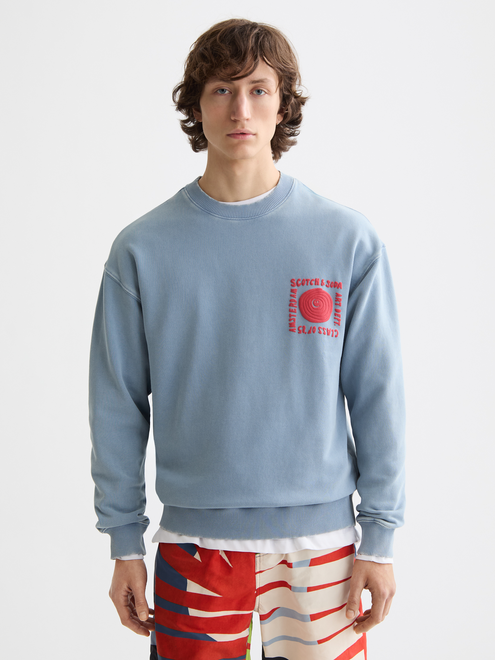 Sweat-shirt à coupe décontractée et imprimé délavé